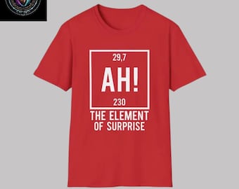 Project Hail Mary AH! Element of Surprise Ryland Grace Red T-Shirt Chemistry Joke Tee