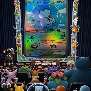 Custom Fan Art Novelty | Bubble Mew | Premium Holographic Textured Surface Non-TCG Pokemon Card