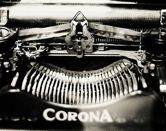 vintage typewriter Fine Art Photography Black and White Photography Art Office Decor Corona Typewriter Print "Write a Great Story"