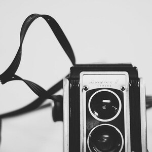 Black and White Vintage Kodak Duaflex Camera 2 Fine Art Photography Wall Art Vintage camera print, Office decor Black and White Wall Art