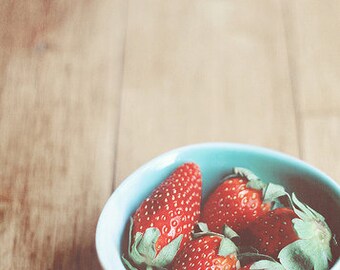 Food Fotografie Red Kitchen Art eten: zoete aardbeien Fine Art Fotografie Kunst voor Keuken Rood Fruit Stilleven Macro Fruit