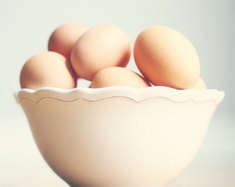 Farm Fresh Eggs Photography Print: Rustic Kitchen Wall Art