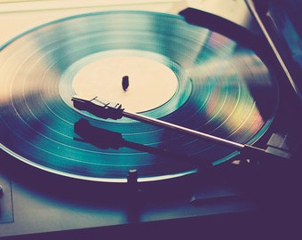 Music in Colour: Vinyl Record Player Fine Art Print