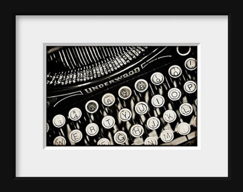 Typewriter Print, Black and White Photography, Still Life Photography Underwood antique typewriter Fine Art Photography Mad Men image 2
