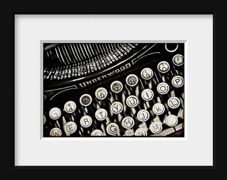 Typewriter Print, Black and White Photography, Still Life Photography