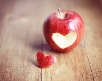 Red Apple Heart Fine Art Photography Print: Kitchen Wall Decor
