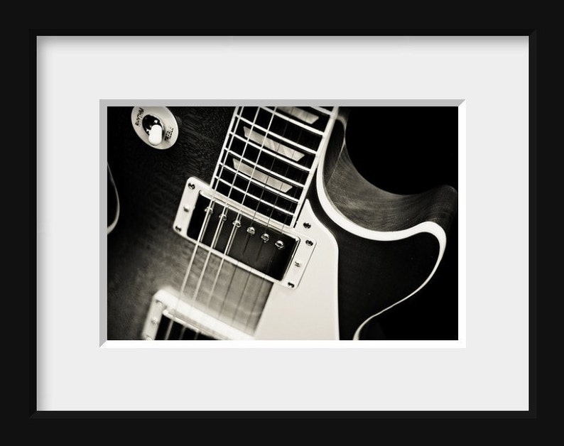 Still life Photgraphy, Guitar Wall Art: Play Me Black and White Photography electric guitar fine art photography Les Paul Guitar Print image 2