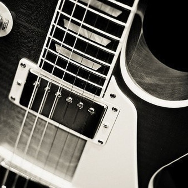 Still life Photgraphy, Guitar Wall Art: Play Me Black and White Photography electric guitar fine art photography Les Paul Guitar Print