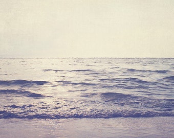 Beach Photo: Lady Grey Fine Art Photography Vintage inspired art Ocean Seascape Nature Photography, Blue Purple Water, Waves