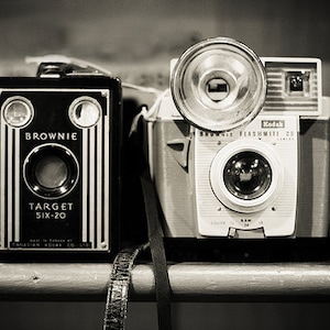 Kodak Brownie Camera Print, Black and White Photography, Vintage Office Art