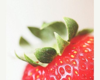 Kitchen Art: Strawberry Fine Art Food Photography Art for Kitchen Fruit Still life photography, Macro Red Fruit Print Strawberry Art