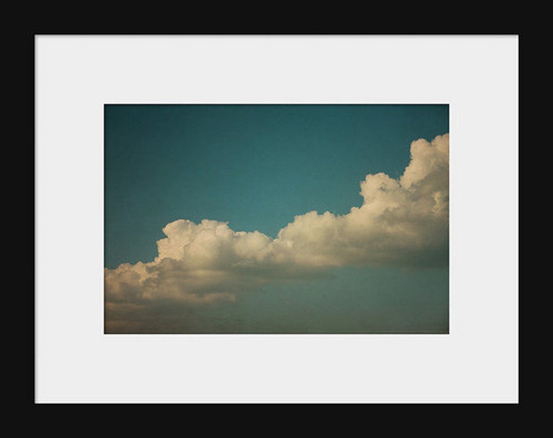 Cloud Photography: Day Dreamer Fine Art Photography Dreamy, Whimsical Blue Sky teal nature photography wall art Vintage Inspired image 2