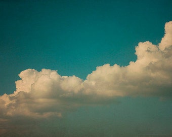 Cloud Photography: Day Dreamer Fine Art Photography Dreamy, Whimsical Blue Sky teal nature photography wall art Vintage Inspired