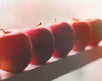 Red Apple Still Life Photography Print: Kitchen Wall Art