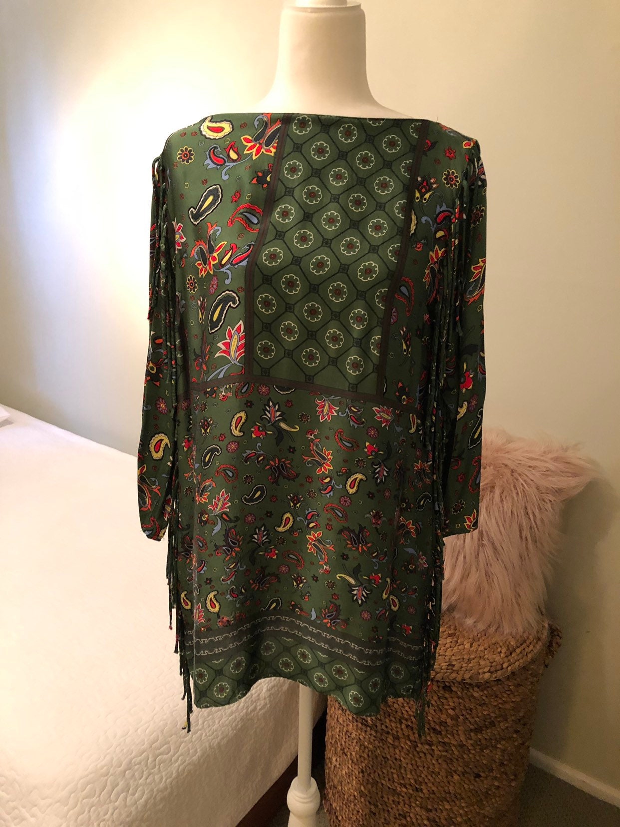 Zara Green Fringe Dress - Etsy