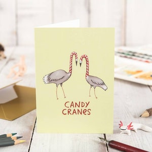Candy Cranes Bird Candy Canes Christmas Card
