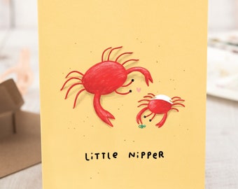 Little Nipper New Baby Funny Cute Crab Card 