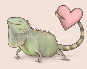 Iguana Love You Imprimé d’art signé