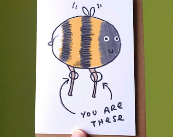 Bee's Knees Card - Funny Friendship Illustration Birthday Card