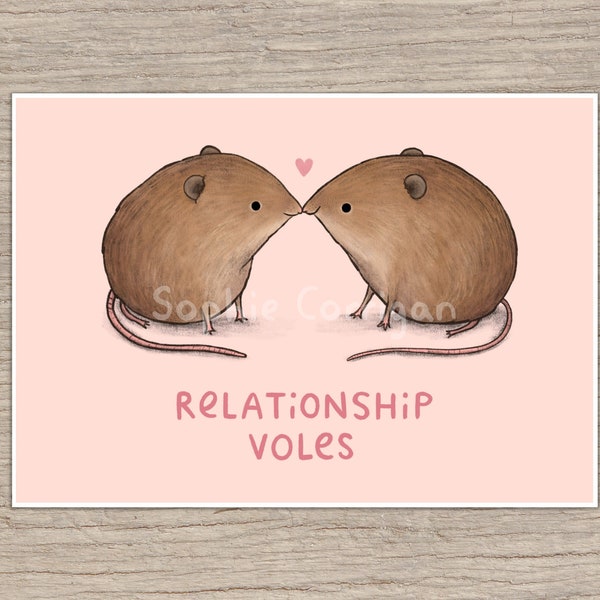 Relationship Goals Voles Signed Fine Art Print - Cute Valentines Gift