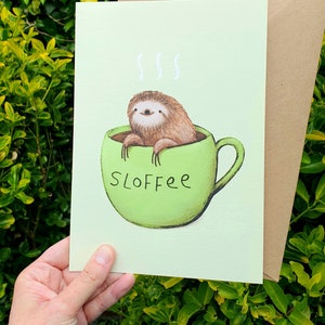 Tarjeta de café sloffee sloth grande A5