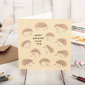 Carte d'anniversaire Cake Hog Hérisson