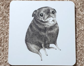 Sweet Black Pug Coaster