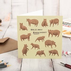 Carte d'anniversaire drôle de brillant ours grizzly Bearthday