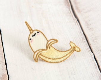 Banarwhal Banana Narwhal Iron On Patch