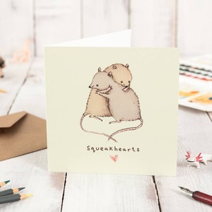 Squeakhearts Cute Hugging Mice Rats Love Card