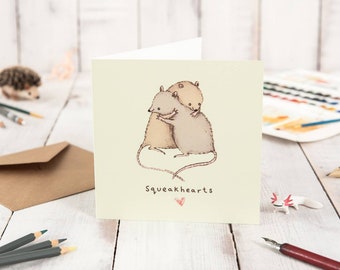 Squeakhearts Cute Hugging Mice Rats Love Card