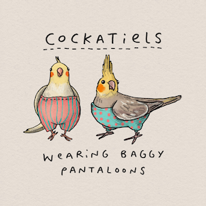 Cockatiels Wearing Baggy Pantaloons Signed Art Print