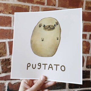 Pugtato Signed Art Print - Foodimals - Pug Potato - Cute Pugs - Original Character - Illustration - UK Worldwide Postage Sophie Corrigan