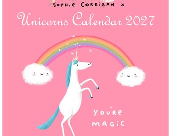 Unicorns Calendar 2027 Cute Magical Punny Horses 12 Month Wall