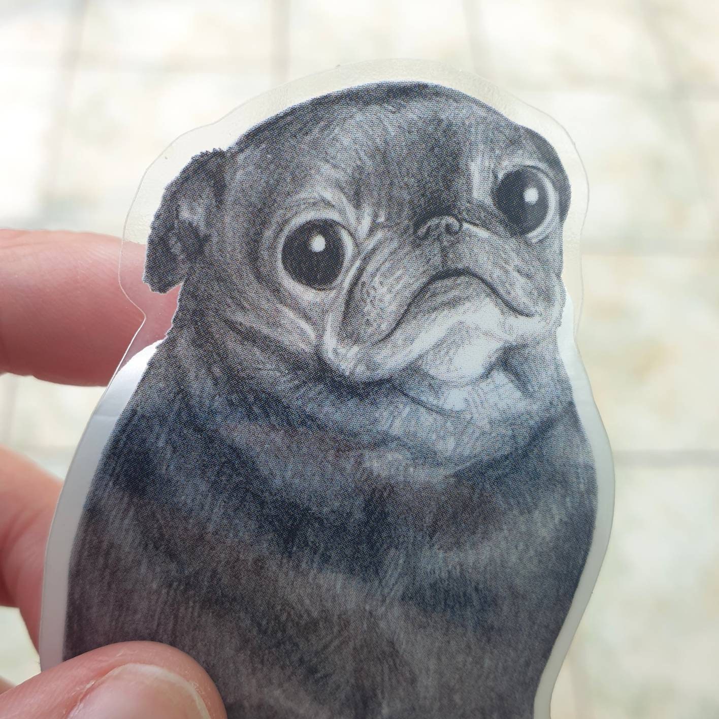 かわいい黒パグのポートレートステッカー - Etsy 日本