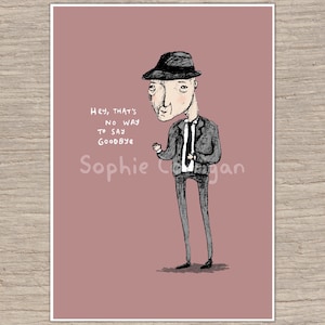 Leonard Cohen ondertekend Art Print