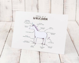 Anatomy Of A Unicorn A4 Signed Print