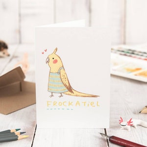 Frockatiel Card - Cute Funny Cockatiel in a Dress