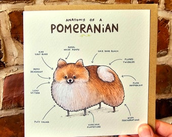 Anatomy of a Pomeranian Greeting Card: Funny Dog Illustration