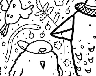 Happy Birds Colouring Page