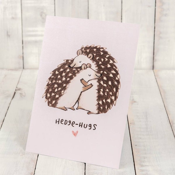 Hedge-hugs A4 Signed Print - Cute Hugging Hedgehogs Valentines Day