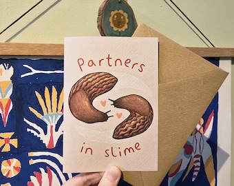 Partners in Slime - Cute Slugs Snails Gardening Mollusc Valentines Card