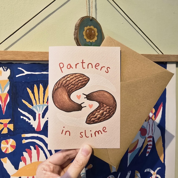 Partners in Slime - Cute Slugs Snails Gardening Mollusc Valentines Card