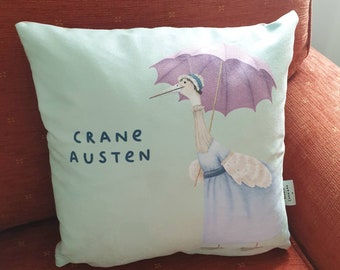 Crane Austen Vegan Suede Cushion Literary Critters