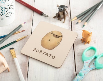 Pugtato Potato Pug Coaster