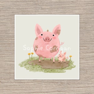 Piggies in a Mud Puddle Signed Art Print