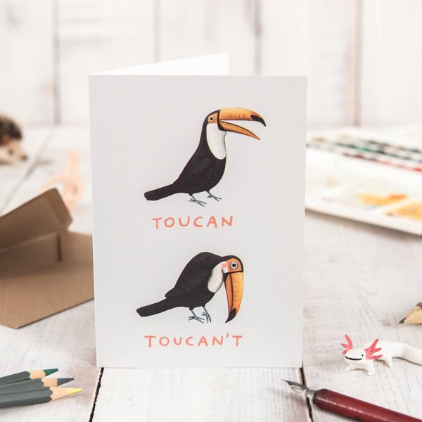 Toucan Toucan't Card - Shy Blushing Funny Cute Bird Mental Health Anxiety Animals Art