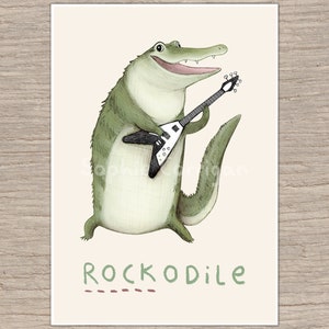 Rockodile Rock &#39;n&#39; Roll Crocodile Signed Fine Art Print