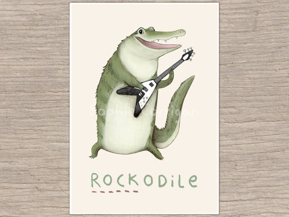 Rockodile Rock 'n' Roll Crocodile Signed Fine Art Print