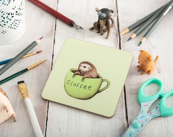 Sloffee Sloth Coffee Drinks Coaster